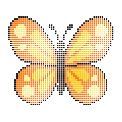Butterfly 52 × 44 fuse bead pattern with 1663 beads