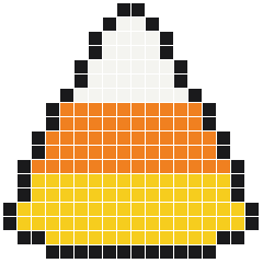 Candy Corn 18 × 18 fuse bead pattern with 208 beads