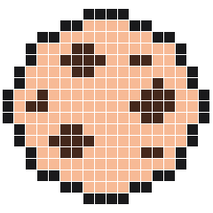 Chocolate Chip Cookie 18 × 17 fuse bead pattern with 222 beads