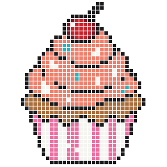 Cupcake 30 × 39 fuse bead pattern with 768 beads