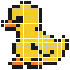 Duck 18 × 18 fuse bead pattern with 192 beads