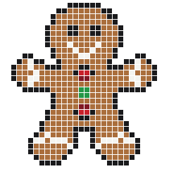Gingerbread Man 26 × 29 fuse bead pattern with 452 beads