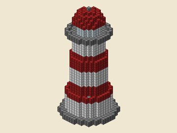Classic red and white, 17 × 17 × 43, 1,669 blocks, 26 stacks + 5
