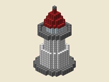 Small lighthouse, 13 × 13 × 28, 777 blocks, 12 stacks + 9