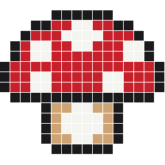 Mushroom 16 × 16 fuse bead pattern with 156 beads