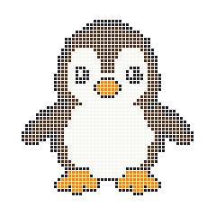 Penguin 48 × 49 fuse bead pattern with 1427 beads