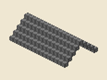 Gable roof, 15 × 9 × 5, 135 blocks, 2 stacks + 7
