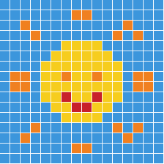 Sun 16 × 16 fuse bead pattern with 256 beads
