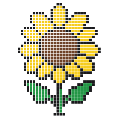 Sunflower 28 × 38 fuse bead pattern with 662 beads