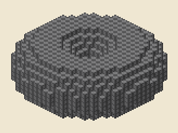 Fat donut (7 / 5), 25 × 25 × 11, 1,216 blocks, 19 stacks