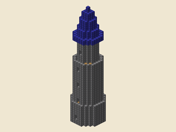 Wizard tower, 13 × 13 × 50, 1,206 blocks, 18 stacks + 54