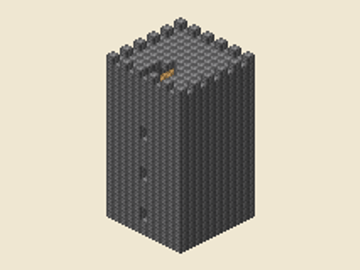 Castle tower, 11 × 11 × 24, 1,316 blocks, 20 stacks + 36