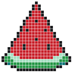 Watermelon Slice 23 × 23 fuse bead pattern with 295 beads